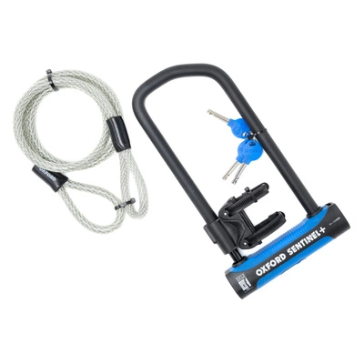 U Lock Oxford Sentinel Pro Duo 320MM X 177MM D Lock Secure Ebike Eelektrický skútr SIlver Rating Armoured Cable